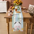 thumbnail image 2 of Easter Table Runner 72 Inches, Spring Watercolor Bunny Eggs Wood Grain Teal Blue Bed Runner Dresser Scarves Tabletop for Indoor Outdoor Parties/Ceremony/Banquet, 18" x 72", 2 of 8
