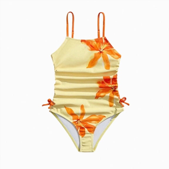 Splozh Bathing Suits for Teenage Girls One Piece, Stylish Swimsuit for Teen Tween Girls Summer Beach Swimming Outfit Orange,9-10 Years