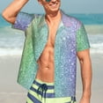 thumbnail image 7 of Honeii Beautiful Glitter Print Men’s Hawaiian Shirt,Classic Button-Down Short Sleeve Shirt, for Beach, Vacation, and Outdoor Activities,Large, 7 of 7