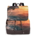 thumbnail image 1 of Balery Sunset Dancing Dolphin B Mochila de Cuero para Mujeres, Gran Capacidad, Bolsa de Viaje Multifuncional, Mochila de Cuero y Bolsa de Hombro para Mujeres, 1 of 4