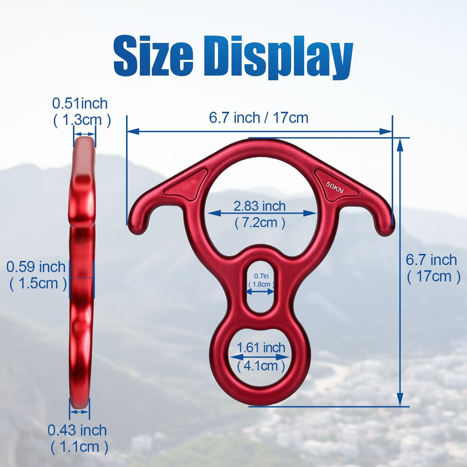 50 KN Rescue Figure 8 Descender Large Bent Ear Belaying and Rappelling Gear Belay Device Climbing for Rock Climbing Peak Rescue