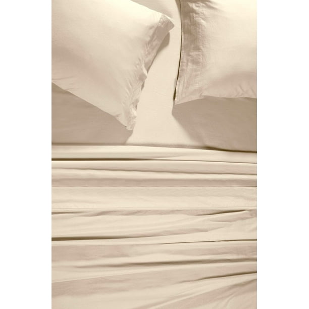 Cosmopolitan Vintage Wash Percale Sheet Set Ivory Queen Walmart Com Walmart Com