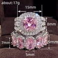 thumbnail image 4 of APIPEE 2pcs His and Hers Wedding Ring Sets Couples Engagement Rings Women and Men 925 Sterling Silver Square Geometric Cubic Zirconia Oval Ring, 4 of 6
