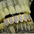 thumbnail image 5 of Pink CZ Grillz 2-Tone 14K Gold Plated With Silver Tone Cubic Zirconia Bling Bottom Lower Teeth Hip Hop Grills, 5 of 5