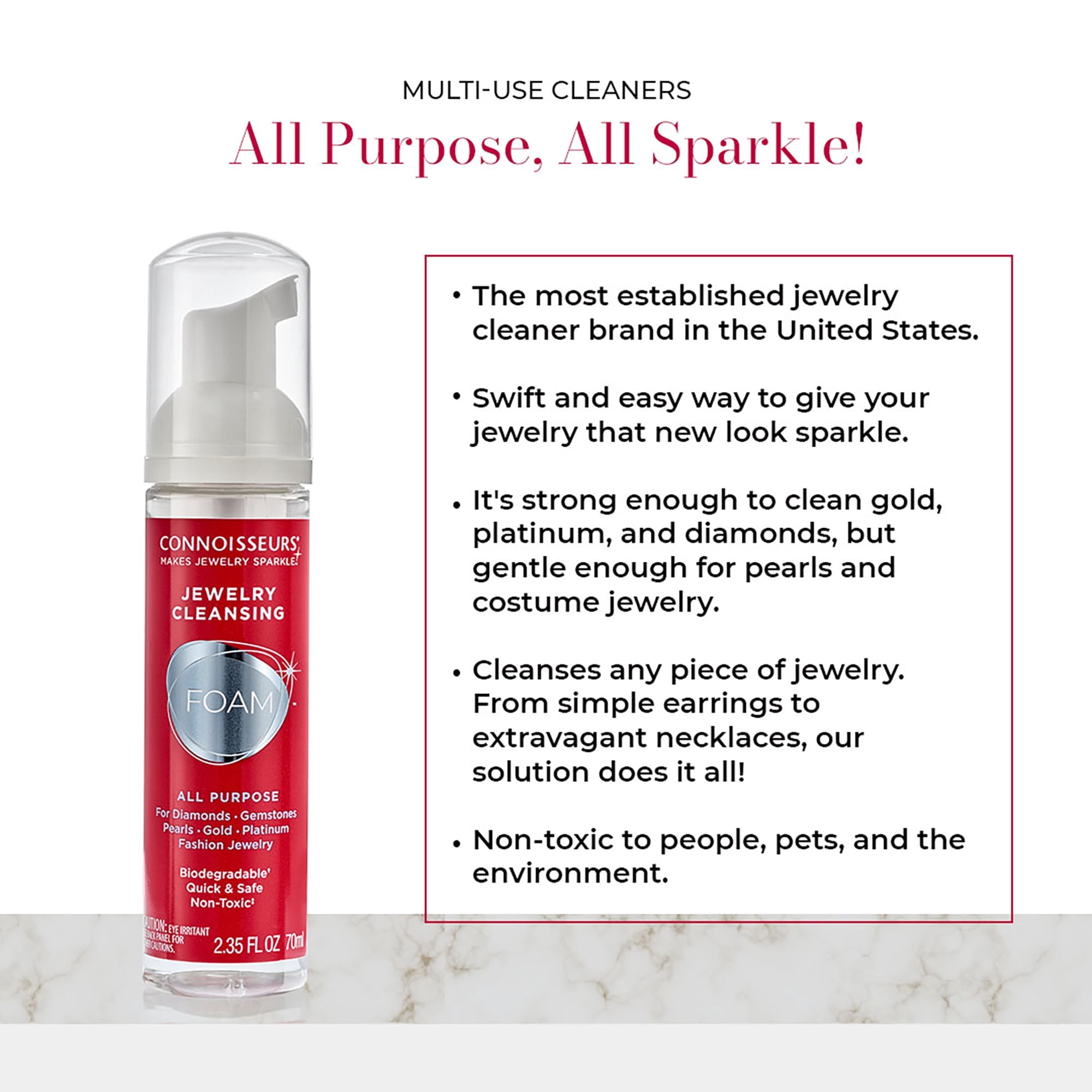 Connoisseurs All-Purpose Jewelry Cleansing Foam and Brush, 4.7 fl oz, 2 Pack