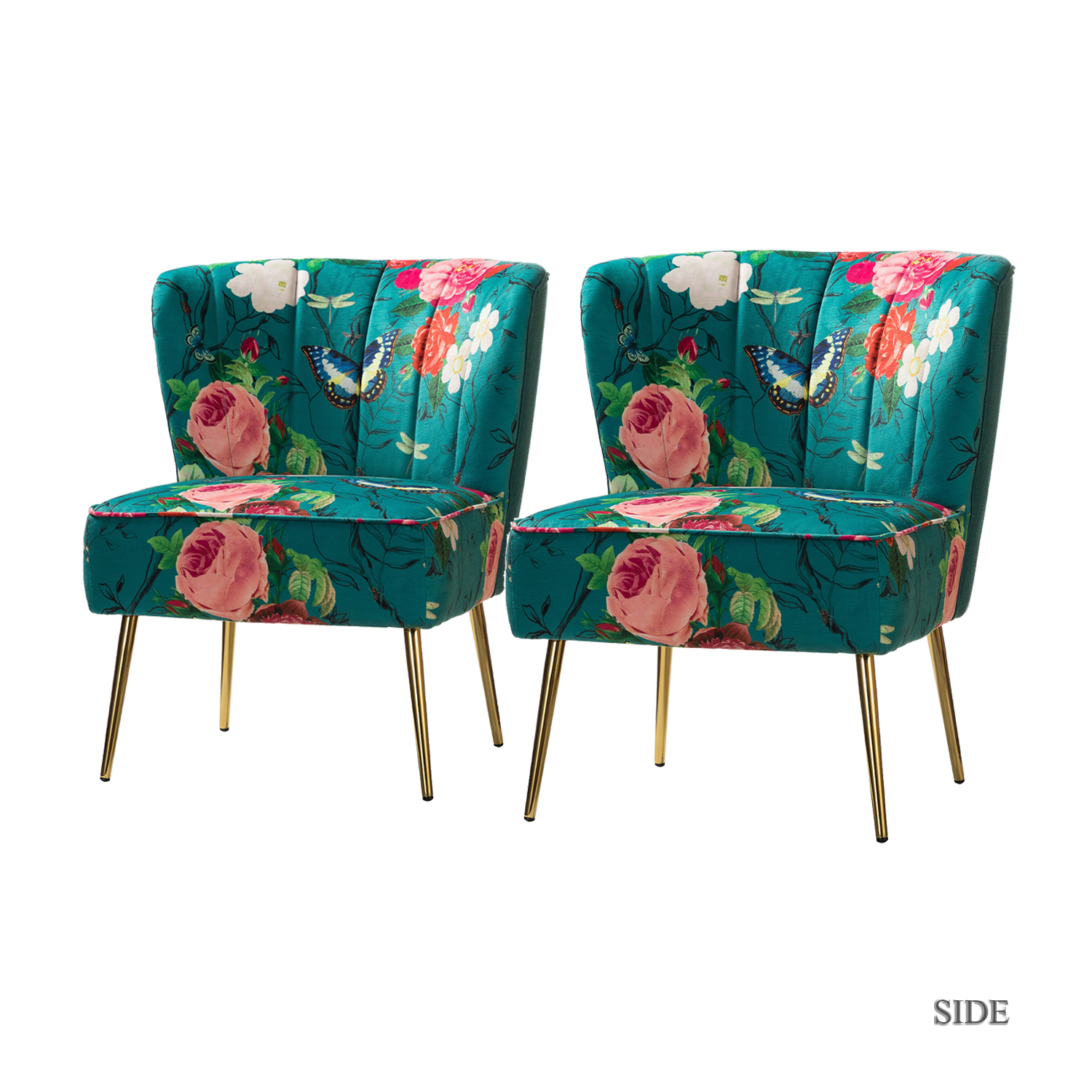 Floral Accent Chairs Set of 2 Upholstered Dining Chair Sofa