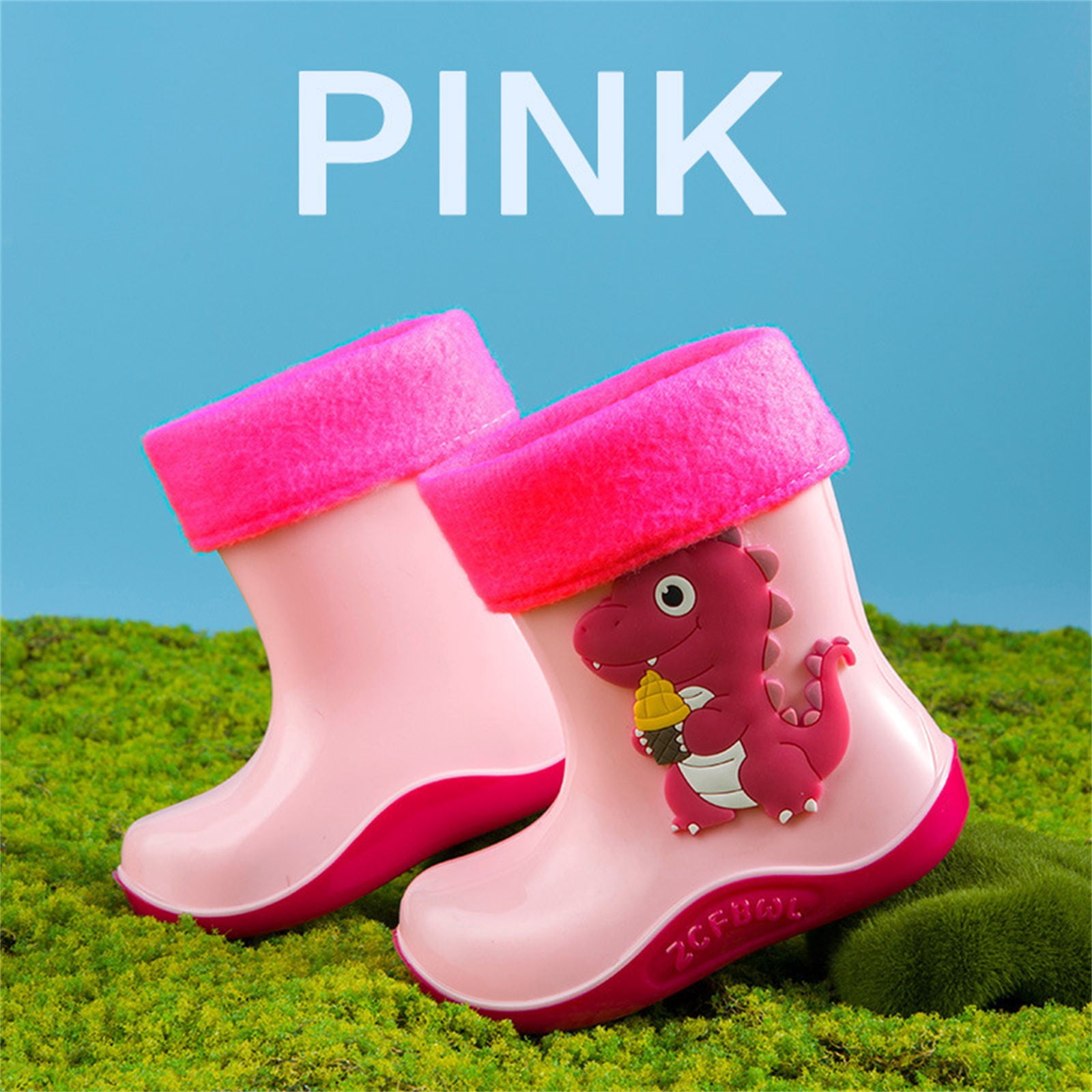 Otqutp Toddler Rain Boots for Boys Girls, Dinosaur Cute Fun Waterproof Non-Slip Bottom for Outdoor Play Kids Rain Shoes