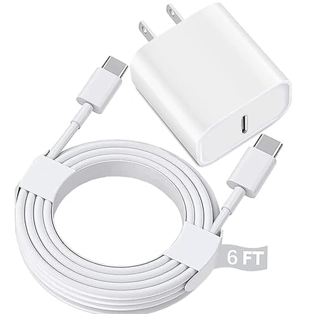 Cargador rápido USB C Apple para iPad Pro 12.9/11 en 2022/2021/2020/2018 iPad 10.° iPad Air 4.°/5.° iPad Mini de 6.° generación Cargador para iPad Bloque de carga rápida con cable USB C a C de 6 pies
