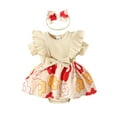 thumbnail image 1 of Nituyy Ensemble 2 Pcs pour Bébé Fille Robe à Manches Courtes Côtelée à Fleurs avec Bandeau Mignon Vêtements d'Été, 1 of 6