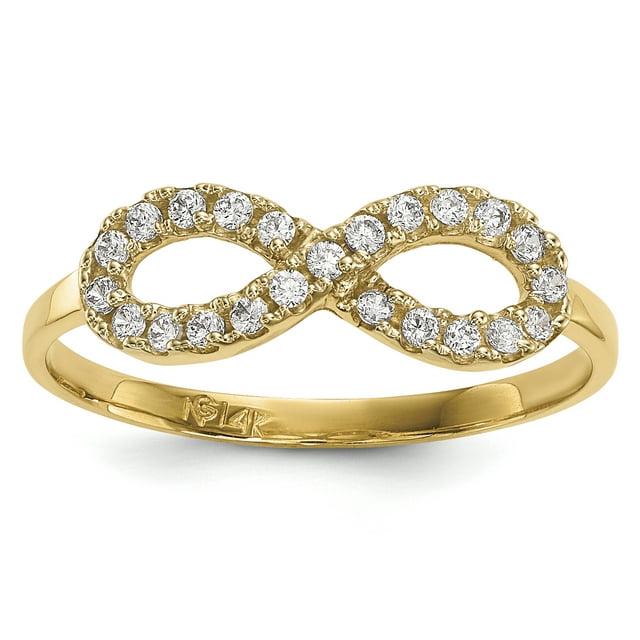 14k Yellow Gold Cubic Zirconia Cz Infinity Symbol Ring