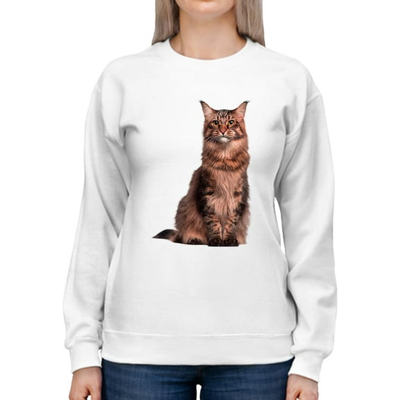 Cute Kitten Sits Sweatshirt Women -SPIdeals Designs, Female x-Large