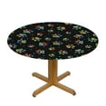 thumbnail image 3 of HAOXIT Tie Dye Paw Elastic Edged Fitted Round Tablecloth, Waterproof Oil Proof Polyester Table Cloth Decorative Fabric Table Cover for Dining Table 54-58, 3 of 8