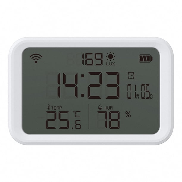 Likrtyny Tuya 2.4GHz 4 en 1 Reloj LCD Sensor Humedad Temperatura