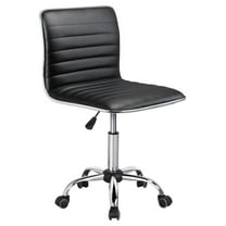 Back Task Chair Low Back Leather Swivel Office/Computer/Desk Chair Armless Ribbed with Wheels Black