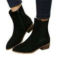 thumbnail image 3 of NOKIO Women'S Sleek Pointed Toe Ankle Boots Women'S Trendy Suede Ankle Booties Ladies Fashion Solid Color Suede Pointed Side Zipper Thick Heel Short Boots Women'S Sleek Pointed Toe Ankle Boots, 3 of 7