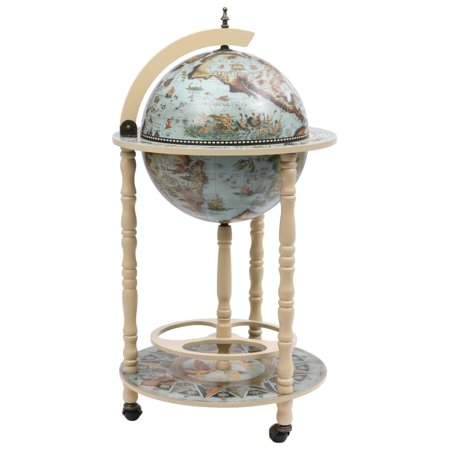 Dcenta Globe Bar Stand Eucalyptus Wood Blue