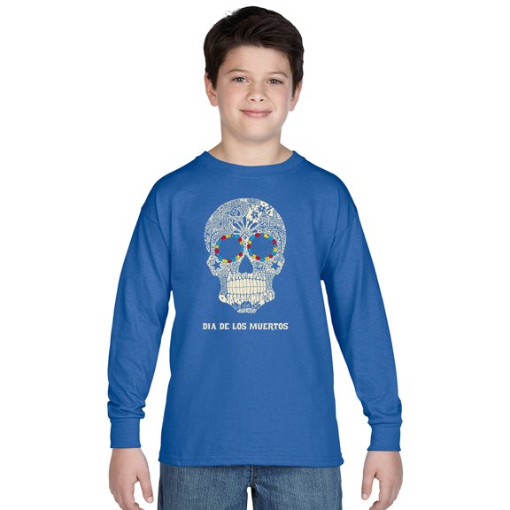 LA Pop Art Boy's Word Art Long Sleeve - Dia De Los Muertos