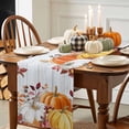 thumbnail image 3 of Pumpkin Thanksgiving Cotton Linen Table Runner, Washable Table Runners for Kitchen, Dining Room, Holiday, Home Party Table Decor, 13x72 Inches, 3 of 9