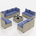 thumbnail image 2 of UDPATIO 9 Pieces Outdoor Patio Furniture Set, Outdoor Wicker Patio Conversation Set with Cushions for Backyard, Porch, Garden(Haze Blue), 2 of 9
