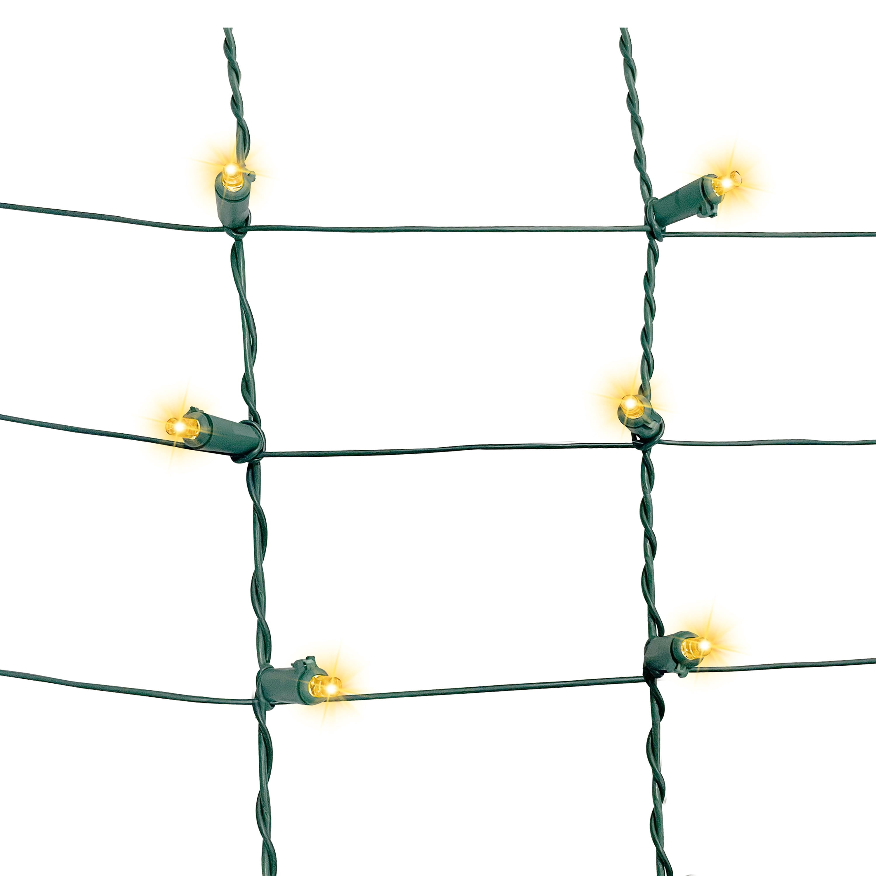 Indoor/Outdoor 200-Count LED High Density Christmas Net Lights, Warm White, Green Wire, 4' x 4', by Holiday Time