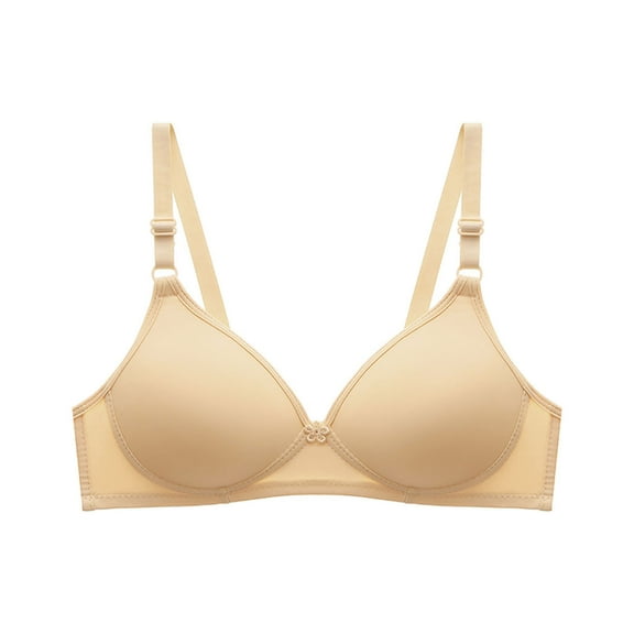 Ashirexll Bras for Women, Pepper Bras for Women Small Breast, Solid Color Wire Free Breathable Comfortable Summer Thin Cool Comfort Fabric Beige XXL