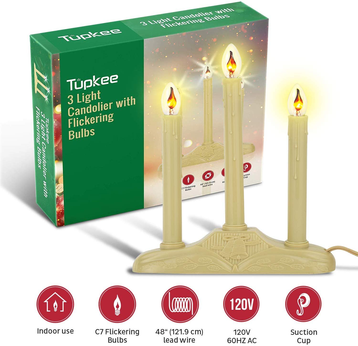 Tupkee Christmas Candolier Window Candles with Flickering Bulbs 3