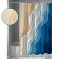 thumbnail image 3 of Small Stall Shower Curtain 36x78 Inch Narrow Half Size Blue Ocean Waves Bath Curtains Bathroom Decor Coastal Ombre Beach Abstract Aesthetic Waterproof Fabric Shower Curtain Set with Hooks 36 Inch, 3 of 6