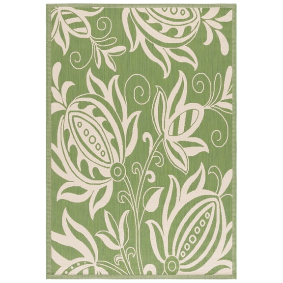Safavieh Courtyard Crystal Floral Indoor/Outdoor Area Rug, Olive/Natural, 5'3" x 7'7"