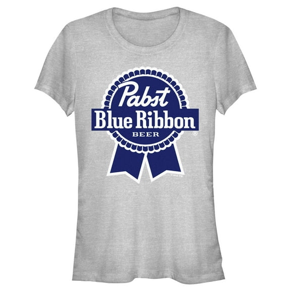 Junior's Pabst Dark Blue Ribbon Logo  Graphic Tee Athletic Heather X Large