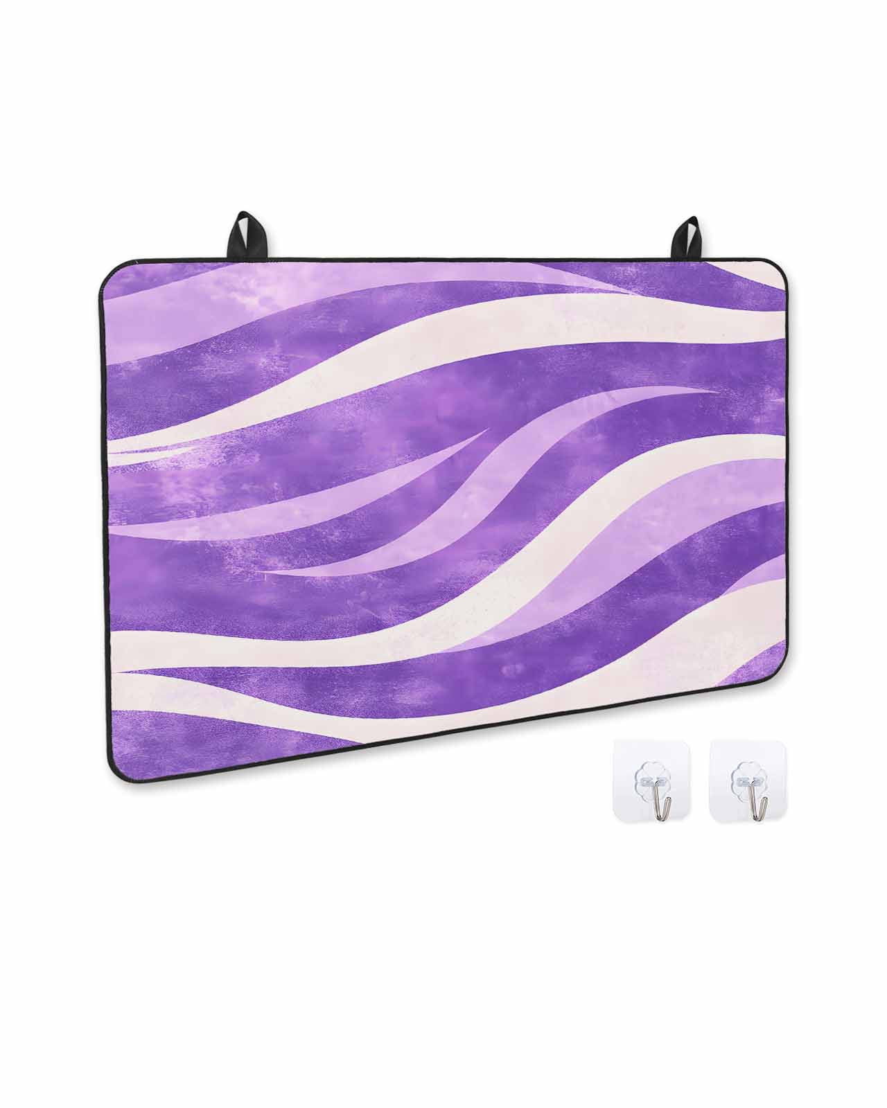 nqOlkjepod Large Induction Cooktop Protector Mat 36"x21", Purple Waves Stove Top Covers for Electric Stove, Ombre Sea Ripples Shabby Beach Decorative Stove Burner Cover Mats, Glass Top Stove Cover