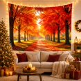 thumbnail image 1 of Autumn Tree-Lined Path in a Golden Forest, Serene Rustic for Nature Lovers, Forest Trail Art Decor, Housewarming Gift, Tapestry Wall Hanging for Bedroom and Living Room, 1 of 3