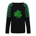 thumbnail image 4 of Yteetum Women's St Patrick's Day T Shirts Top Oversized Crewneck Glitter Luckys Irish Shamrocks Paddy's Day Graphic Print Long Sleeve Shirt Womens Casual Plus Size Round Neck Loose Fits Comfy Tees, 4 of 9