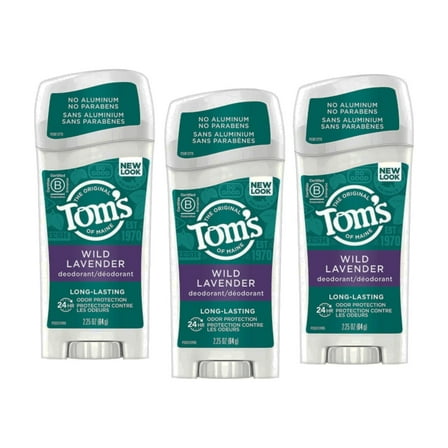 Tom's of Maine Natural Long-Lasting Deodorant Stick Lavender 2.25 Oz (Pack of 3)