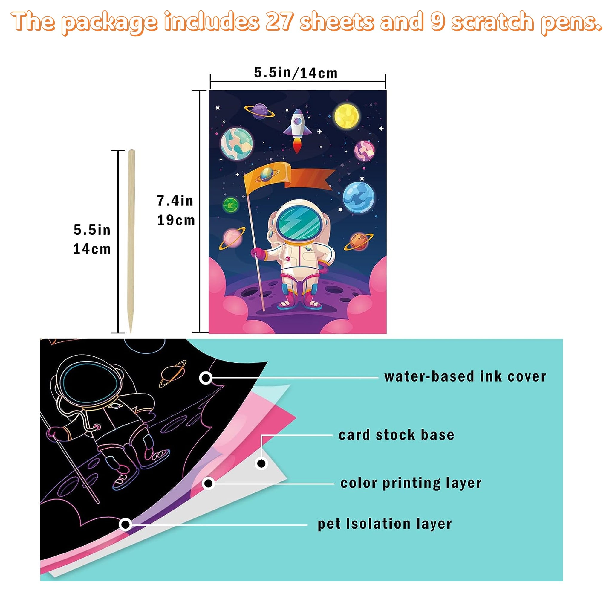 LATA Rainbow Scratch Art Paper and Craft Kits for Kids Activity Games - Unicorn, Animals, and Dinosaur