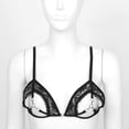 thumbnail image 5 of Sujetadores eróticos de copa abierta para mujer, Sujetador de encaje transparente, Top con anillos de Metal unidos en el busto, Bralette, ropa interior, 5 of 5