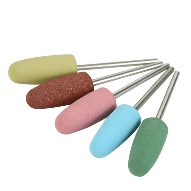 5Pcs/Set Rubber Silicone Drill Bit Multicolor Drill Bits Milling Cutter for Manicure Nail Buffer Polisher Grinder Tool