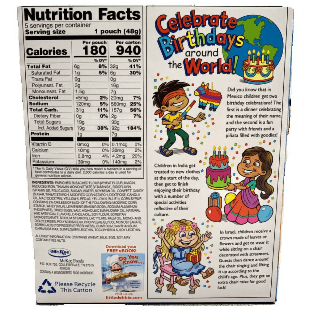 Little Debbie Birthday Cake Mini Muffins, 12 Boxes, 5 Pouches Per Box