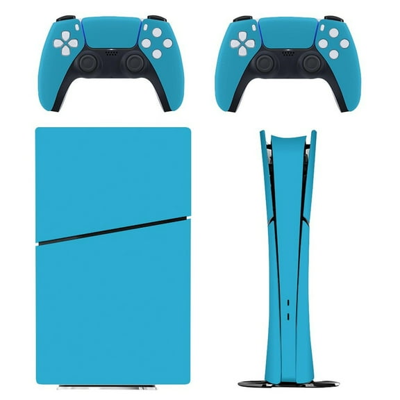 Skin Sticker for PS5 Slim / Pro / Standard Disc / Digital Edition Console and Controllers Decals for PlayStation 5 Bright Cerulean