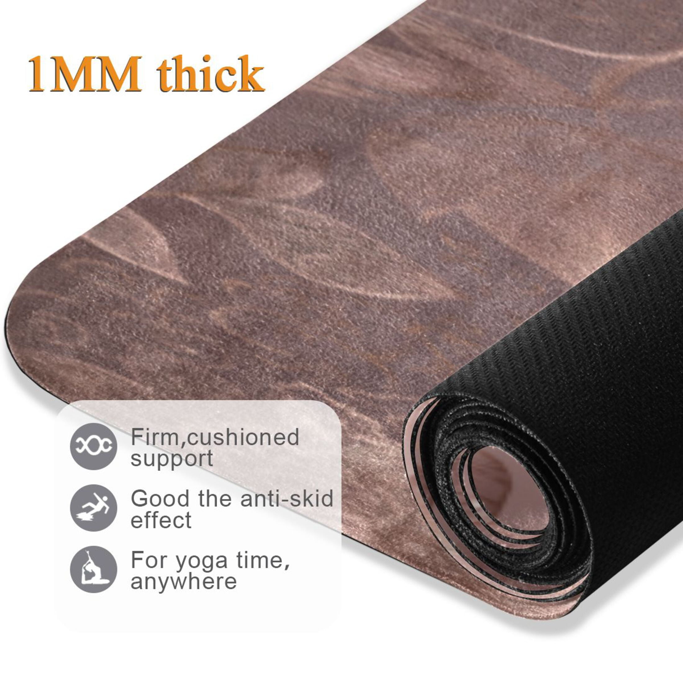 BZSMCE Yoga Mat Women Fitness Mat Elegant Gold Floral Tapestry Pattern