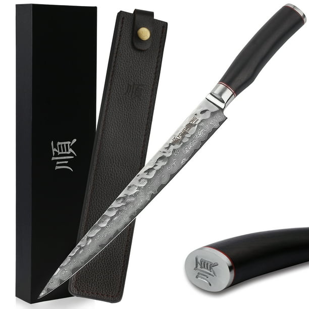 YOUSUNLONG Fillet Knife 10 inch Japanese Hammered Damascus Steel