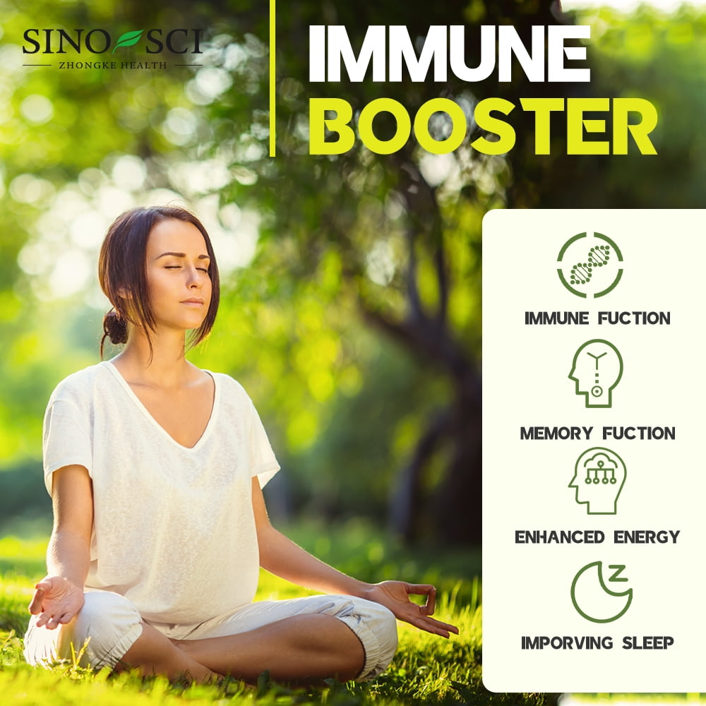 Sino-Sci Turkey Tail Mushroom Organic Supplement, for Immune Support, Sleep Aid & Anti-Anxiety, Brain Booster, Non-GMO Fruit Body,100 Capsules