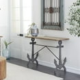 thumbnail image 3 of DecMode Brown/Black Coastal Rectangular Metal Console Table with Metal Anchor Shaped Base, 48"W x 31"H, 3 of 14