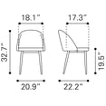 thumbnail image 3 of Side Dining Chair, Set of 2, Steel Metal, Fabric, Gray Grey, Gold, Bar Kitchen Pub Cafe Bistro Hotel Restaurant Hospitality, 3 of 10