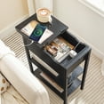 thumbnail image 4 of HOOBRO Side Table, Flip End Table with Charging Station and Shelves, USB Ports & Power Outlets, Narrow Nightstand for Small Spaces, Stable and Sturdy, for Living Room, Black BK341BZ01, 4 of 11