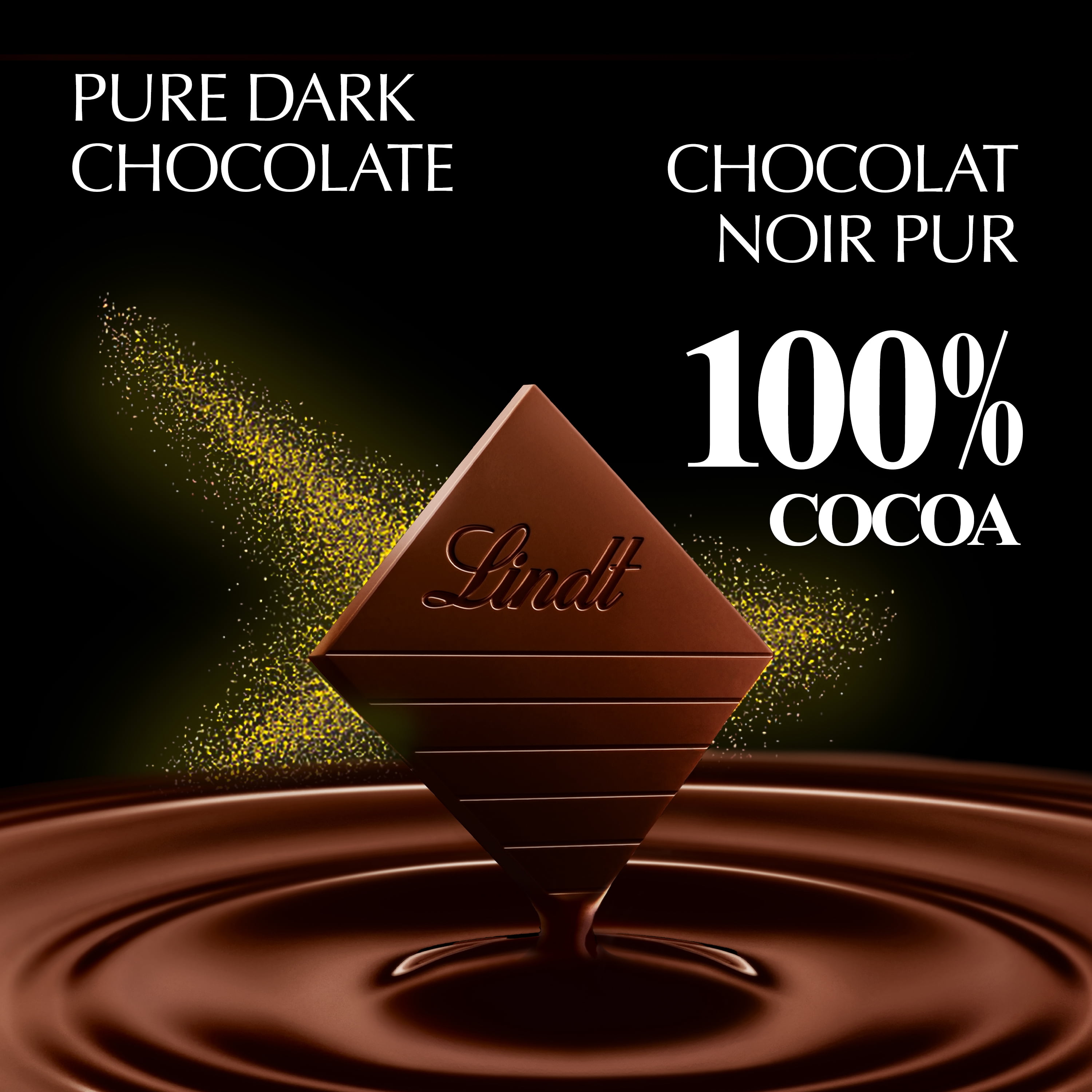 Chocolat noir Lindt EXCELLENCE à 100 % de cacao – Barre (50 g) Contient du cacao pur à 100 %.