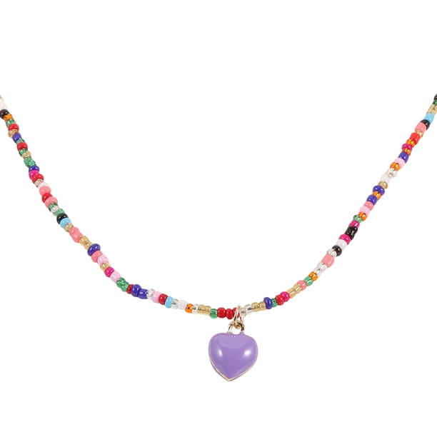 Collar para mujer, collar de cuentas para adolescentes, collar con colgante de corazón, joyería para el cuello para mujer