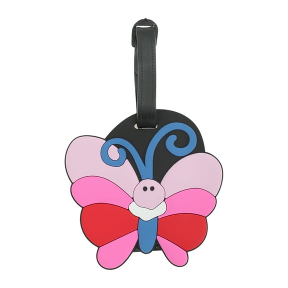Unique Bargains 1 Pc Cartoon Butterfly Luggage Tag for Travelling Pink Soft Rubber