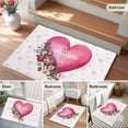 thumbnail image 5 of Entryway Rug 2'x3', Valentines Day Small Rug for Kitchen Bathroom Door Mat Indoor Entrance, Pink Love Hearts Roses Floral Farmhouse Non-Slip Area Rugs Floor Mats Carpet Front Door Rugs, 5 of 8