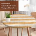 thumbnail image 4 of Burnt Orange Striped Round Tablecloth, Fitted Table Cover with Elastic for 36"-44" Round Tables, Farmhouse Vintage Stripes Table Cloth Outdoor Indoor Dinning Party Waterproof Tablecloths, 4 of 7