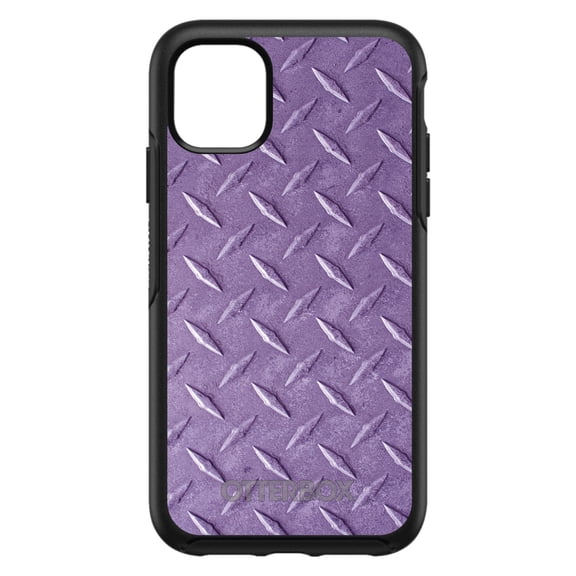 DistinctInk OtterBox Symmetry Custom Case for Apple iPhone 15 (6.1" Screen) - Printed Diamond Plate Image - Tempered Glass Back
